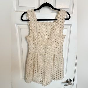 Ivory Cream Eyelet Romper - Size Small